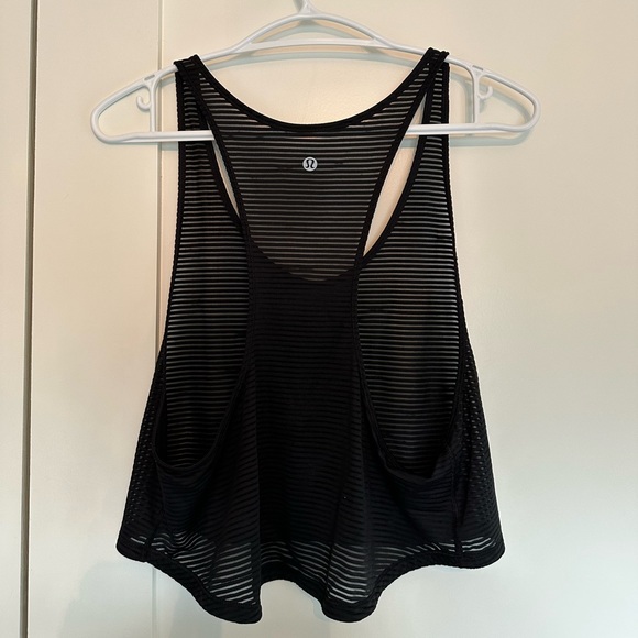 2 in 1 Black Mesh Crop Lululemon Top - Picture 5 of 7